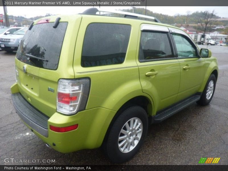 Lime Squeeze Metallic / Stone/Greystone 2011 Mercury Mariner Premier V6 AWD