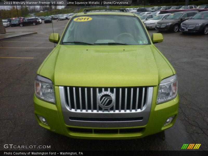 Lime Squeeze Metallic / Stone/Greystone 2011 Mercury Mariner Premier V6 AWD