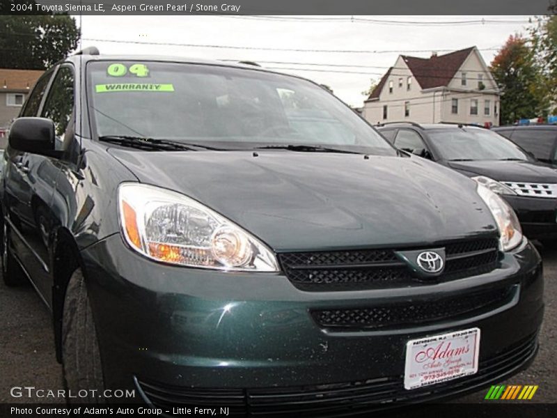 Aspen Green Pearl / Stone Gray 2004 Toyota Sienna LE