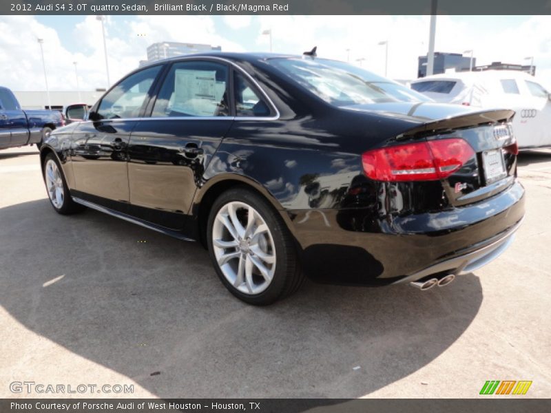 Brilliant Black / Black/Magma Red 2012 Audi S4 3.0T quattro Sedan