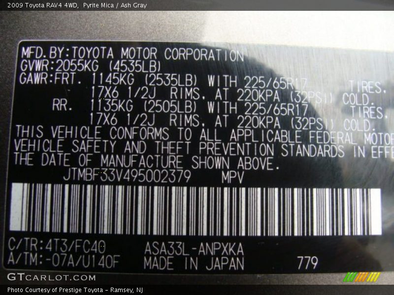 Pyrite Mica / Ash Gray 2009 Toyota RAV4 4WD