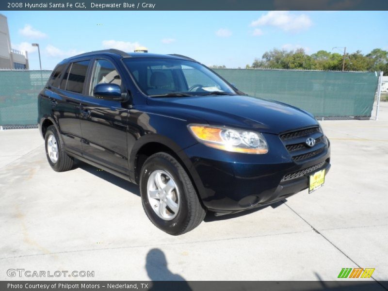 Deepwater Blue / Gray 2008 Hyundai Santa Fe GLS