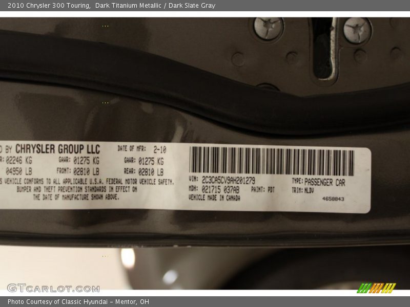 Dark Titanium Metallic / Dark Slate Gray 2010 Chrysler 300 Touring