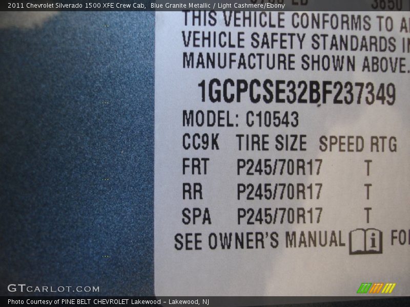 Blue Granite Metallic / Light Cashmere/Ebony 2011 Chevrolet Silverado 1500 XFE Crew Cab