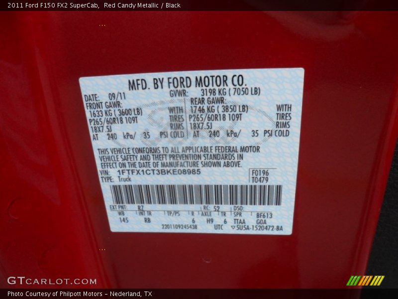 Red Candy Metallic / Black 2011 Ford F150 FX2 SuperCab