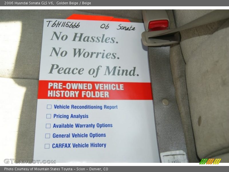Golden Beige / Beige 2006 Hyundai Sonata GLS V6