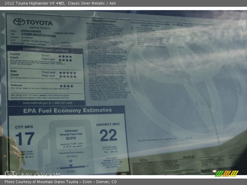Classic Silver Metallic / Ash 2012 Toyota Highlander V6 4WD