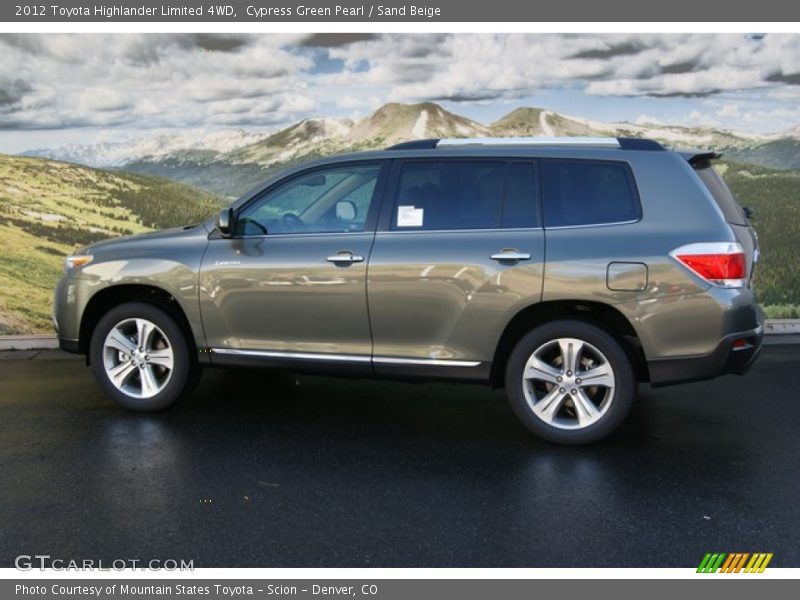 Cypress Green Pearl / Sand Beige 2012 Toyota Highlander Limited 4WD