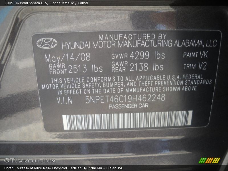 Cocoa Metallic / Camel 2009 Hyundai Sonata GLS