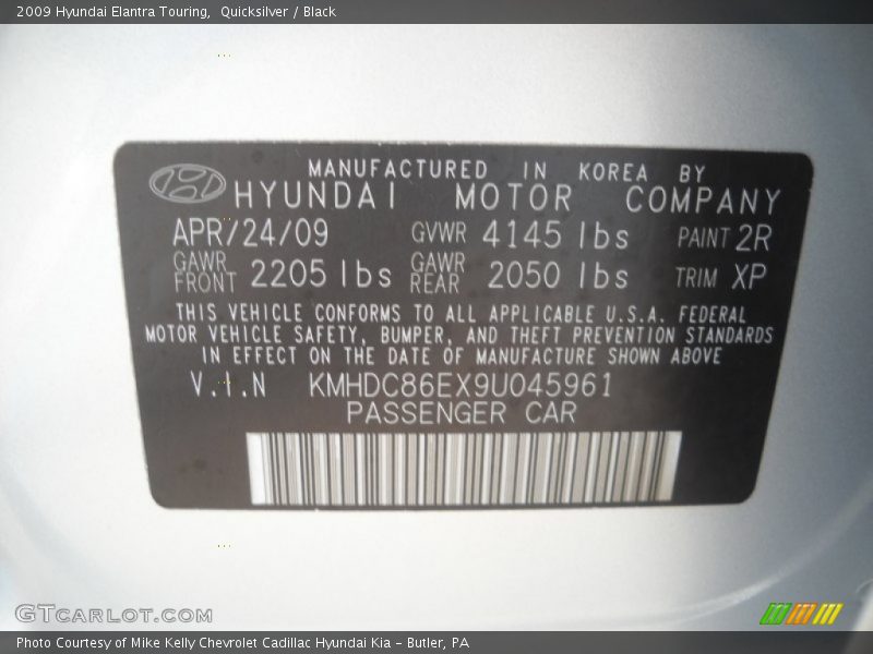 Quicksilver / Black 2009 Hyundai Elantra Touring