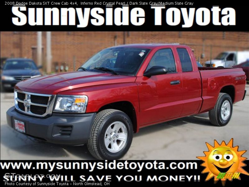 Inferno Red Crystal Pearl / Dark Slate Gray/Medium Slate Gray 2008 Dodge Dakota SXT Crew Cab 4x4