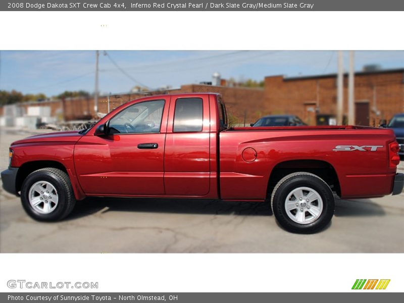  2008 Dakota SXT Crew Cab 4x4 Inferno Red Crystal Pearl