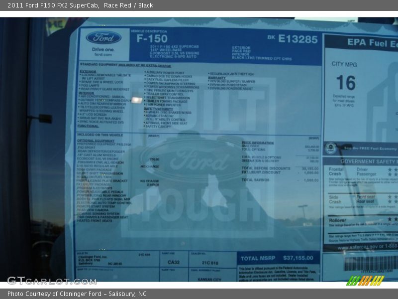  2011 F150 FX2 SuperCab Window Sticker