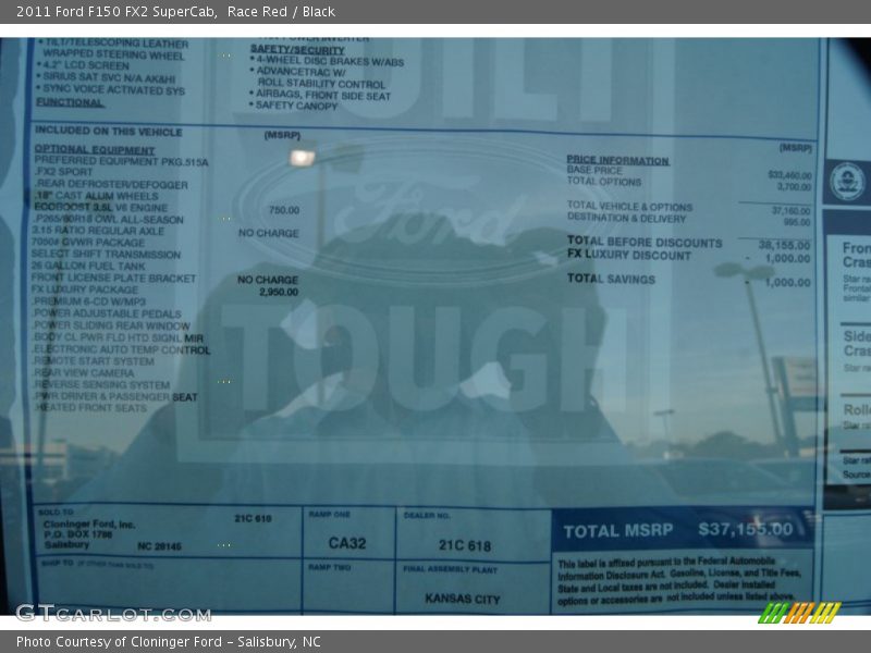  2011 F150 FX2 SuperCab Window Sticker