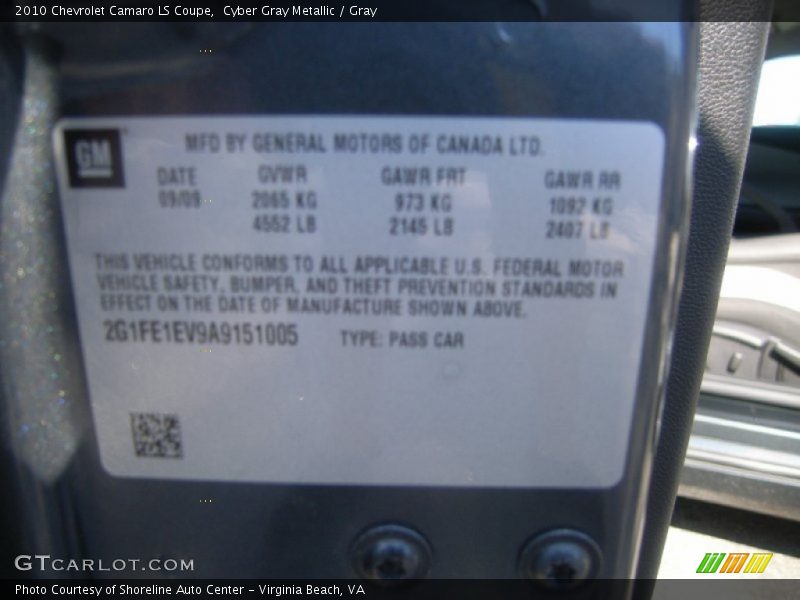 Cyber Gray Metallic / Gray 2010 Chevrolet Camaro LS Coupe