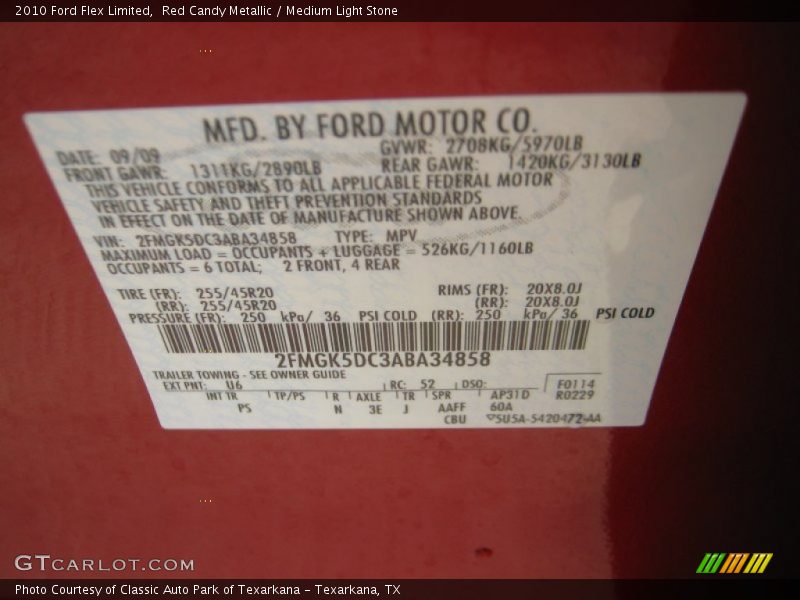 Red Candy Metallic / Medium Light Stone 2010 Ford Flex Limited