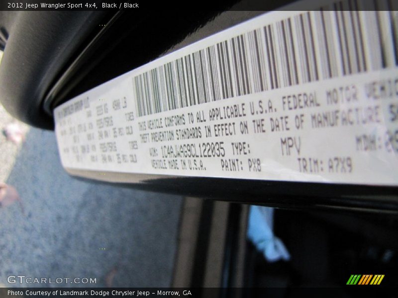 Black / Black 2012 Jeep Wrangler Sport 4x4