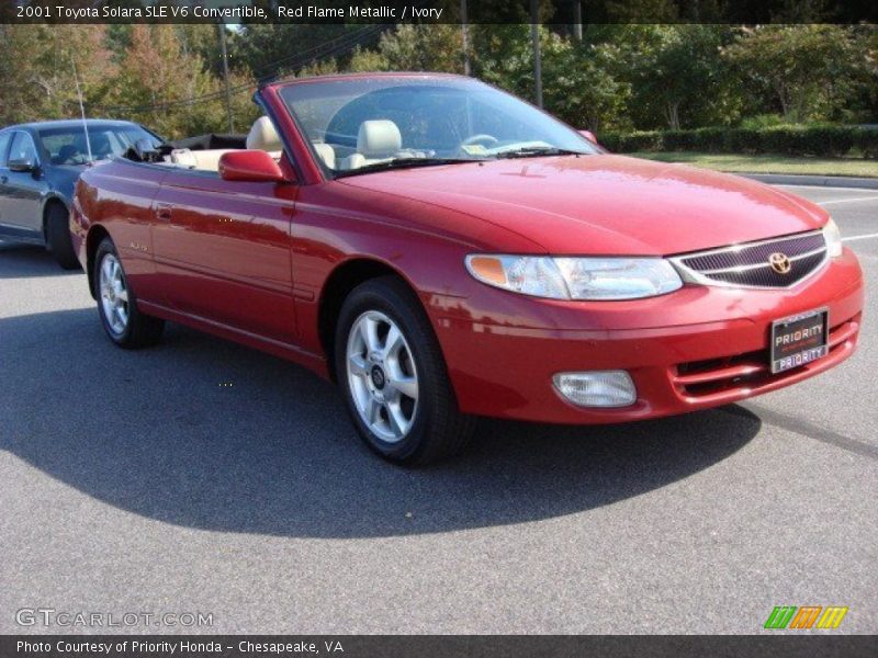 Red Flame Metallic / Ivory 2001 Toyota Solara SLE V6 Convertible