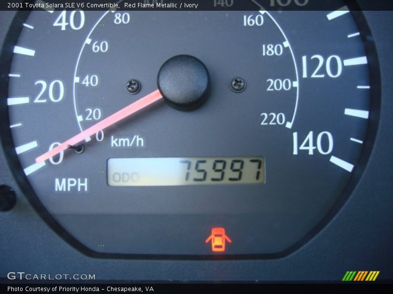 Red Flame Metallic / Ivory 2001 Toyota Solara SLE V6 Convertible