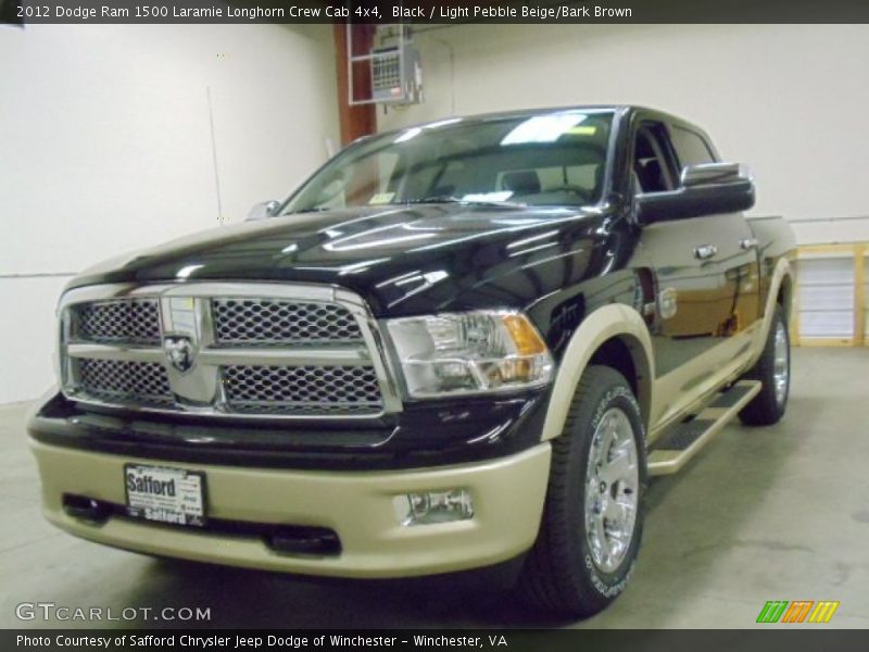 Black / Light Pebble Beige/Bark Brown 2012 Dodge Ram 1500 Laramie Longhorn Crew Cab 4x4
