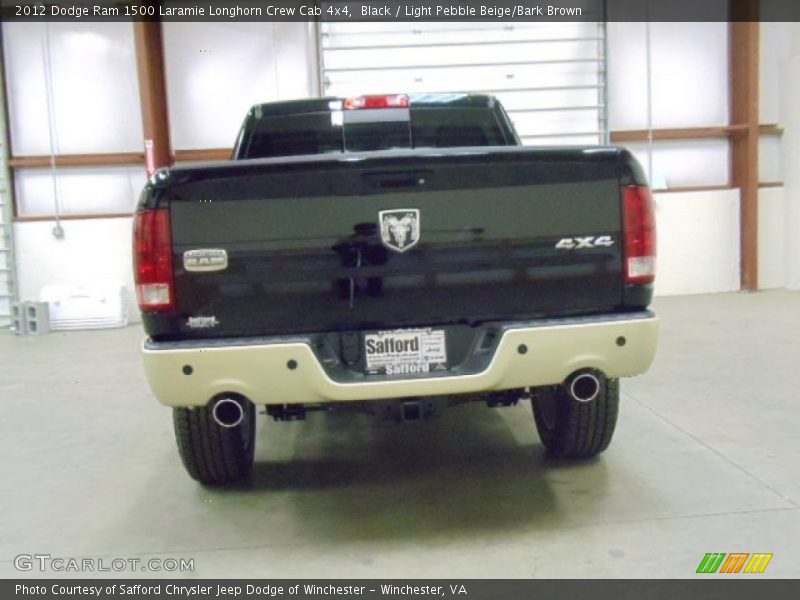 Black / Light Pebble Beige/Bark Brown 2012 Dodge Ram 1500 Laramie Longhorn Crew Cab 4x4