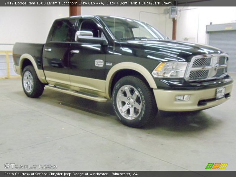 Black / Light Pebble Beige/Bark Brown 2012 Dodge Ram 1500 Laramie Longhorn Crew Cab 4x4