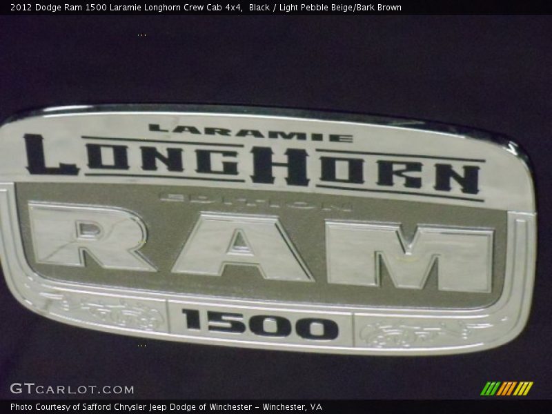 Black / Light Pebble Beige/Bark Brown 2012 Dodge Ram 1500 Laramie Longhorn Crew Cab 4x4