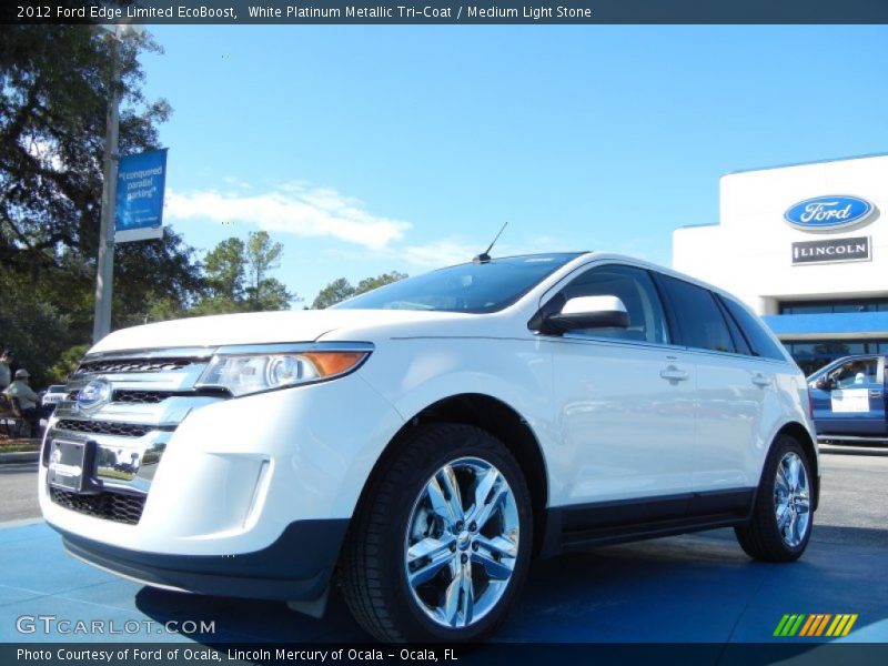 White Platinum Metallic Tri-Coat / Medium Light Stone 2012 Ford Edge Limited EcoBoost