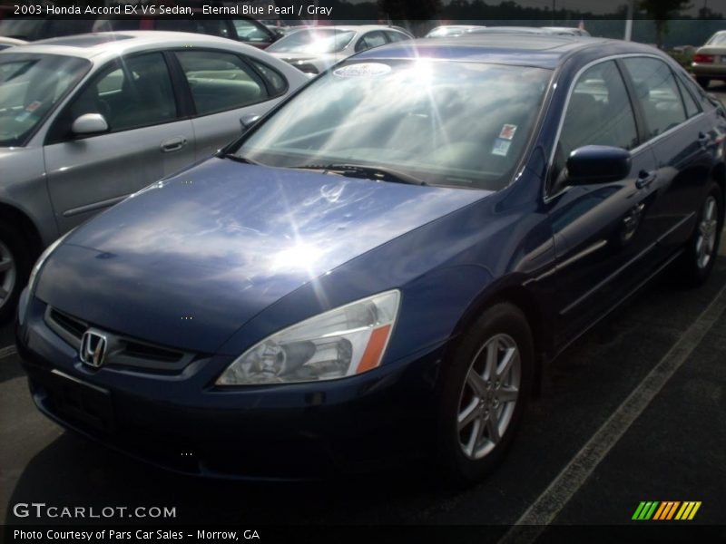 Eternal Blue Pearl / Gray 2003 Honda Accord EX V6 Sedan