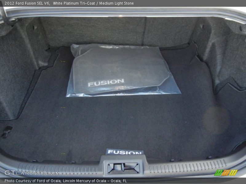 White Platinum Tri-Coat / Medium Light Stone 2012 Ford Fusion SEL V6