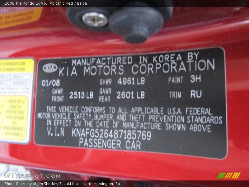 Volcanic Red / Beige 2008 Kia Rondo LX V6