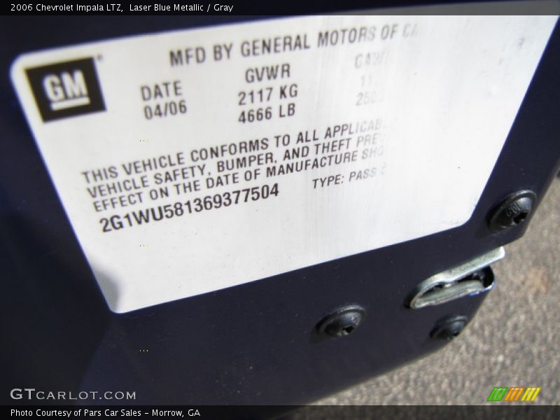 Laser Blue Metallic / Gray 2006 Chevrolet Impala LTZ