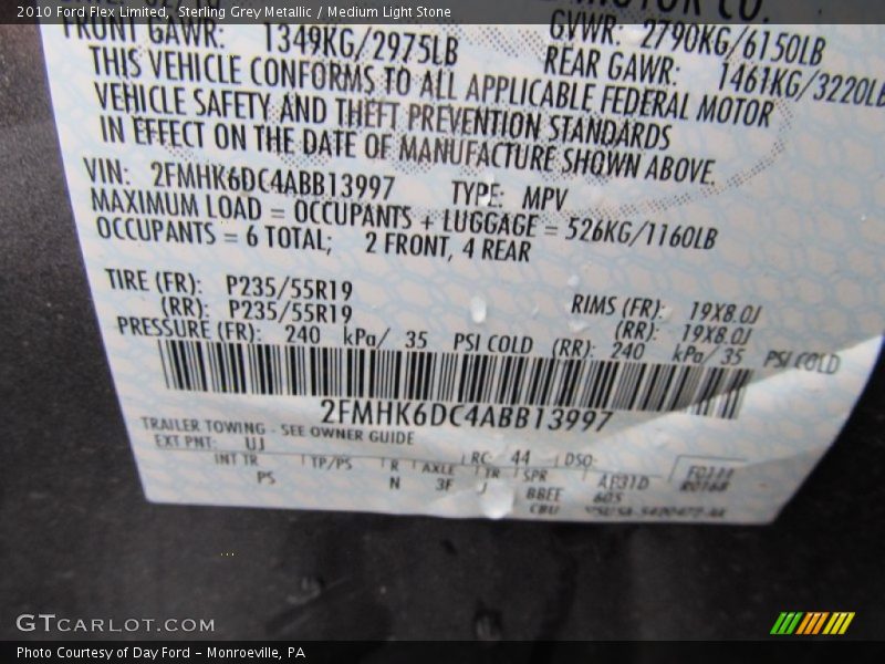 Sterling Grey Metallic / Medium Light Stone 2010 Ford Flex Limited