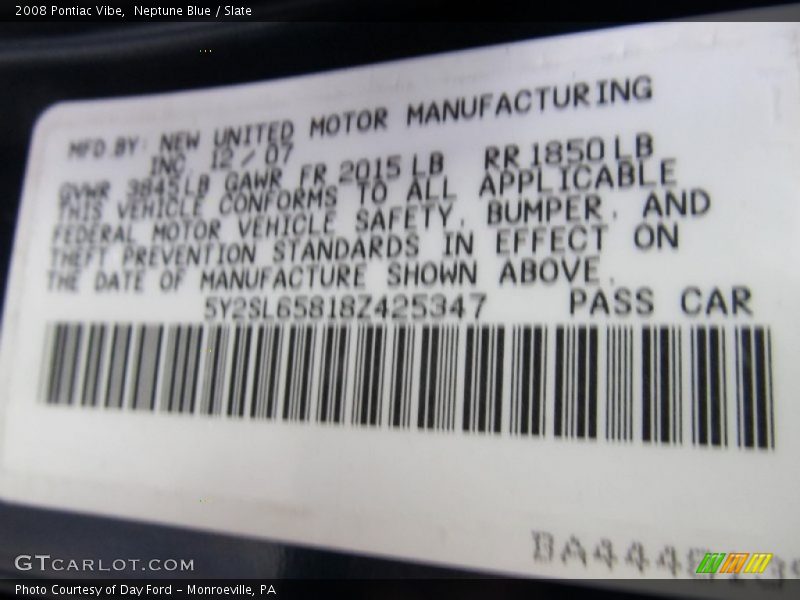 Neptune Blue / Slate 2008 Pontiac Vibe