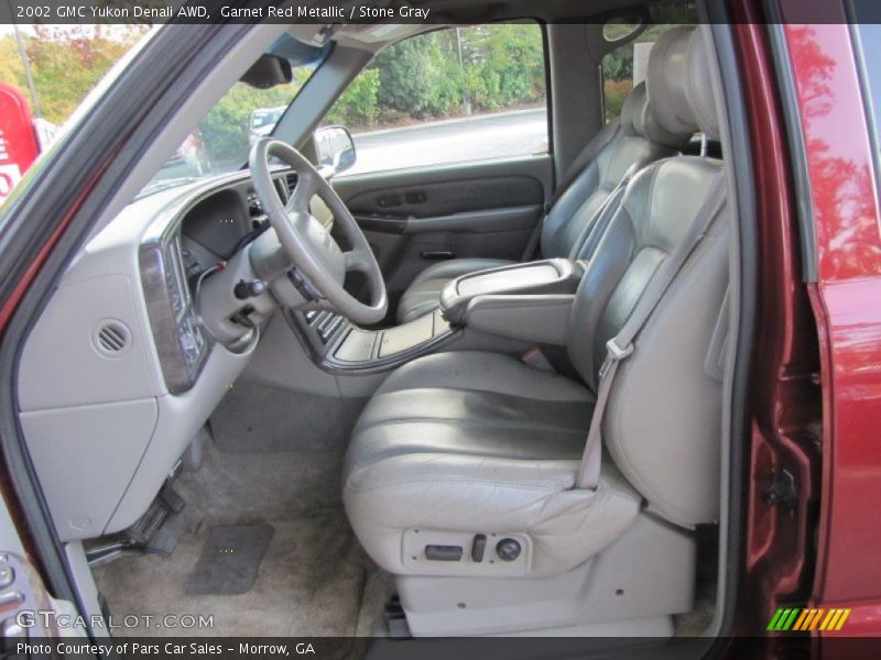 Garnet Red Metallic / Stone Gray 2002 GMC Yukon Denali AWD