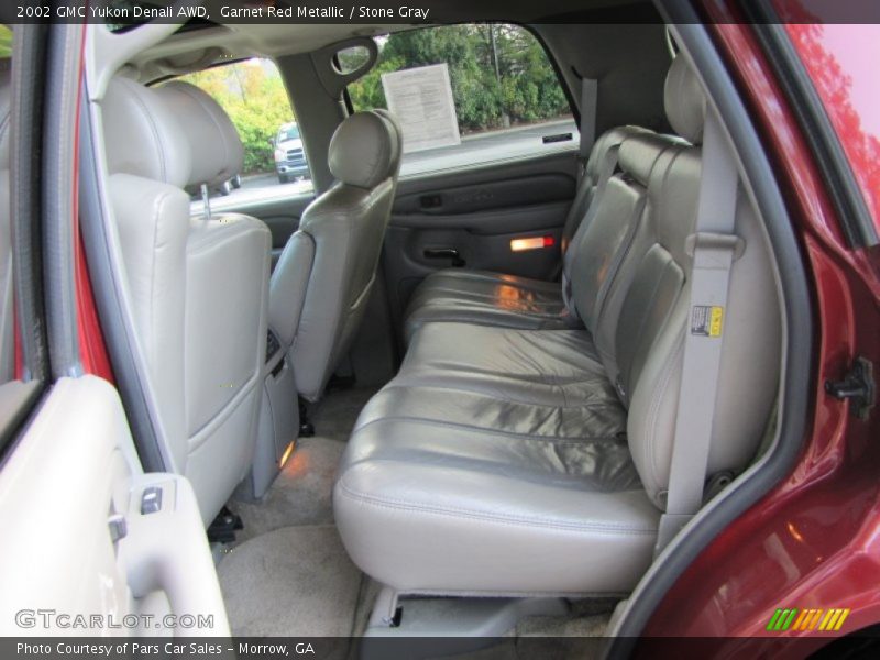 Garnet Red Metallic / Stone Gray 2002 GMC Yukon Denali AWD