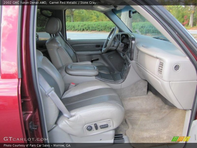 Garnet Red Metallic / Stone Gray 2002 GMC Yukon Denali AWD