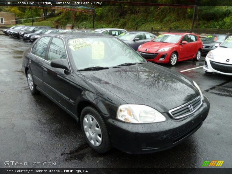 Flamenco Black Pearl / Gray 2000 Honda Civic LX Sedan