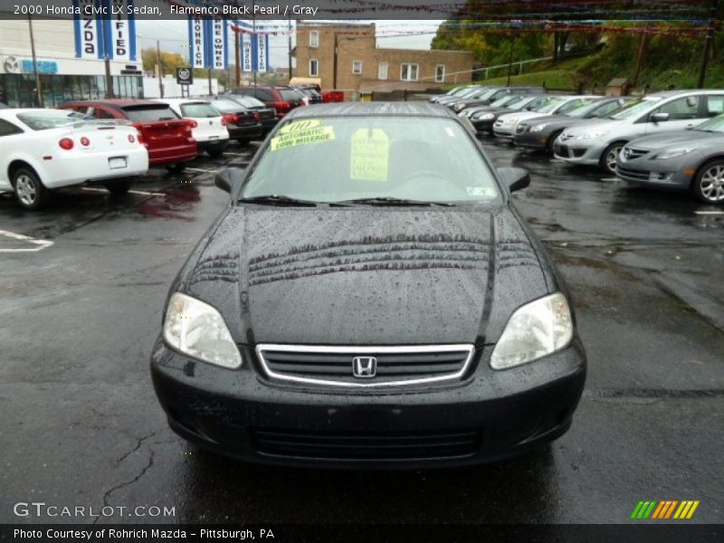 Flamenco Black Pearl / Gray 2000 Honda Civic LX Sedan