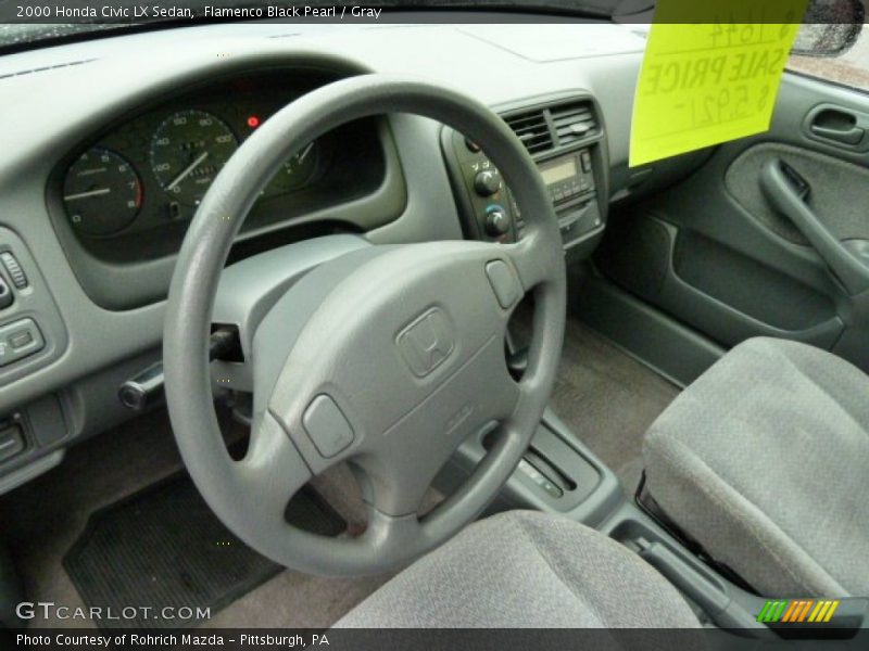 Flamenco Black Pearl / Gray 2000 Honda Civic LX Sedan
