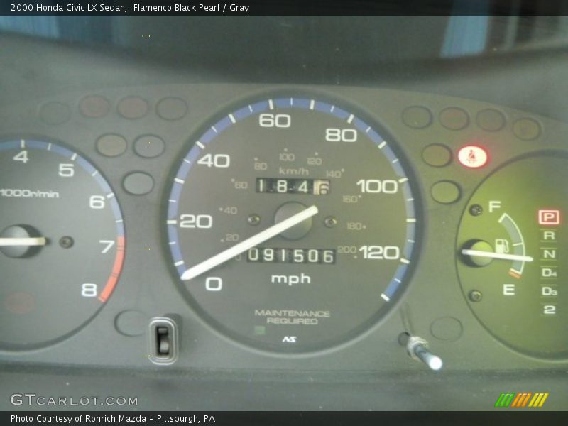 Flamenco Black Pearl / Gray 2000 Honda Civic LX Sedan