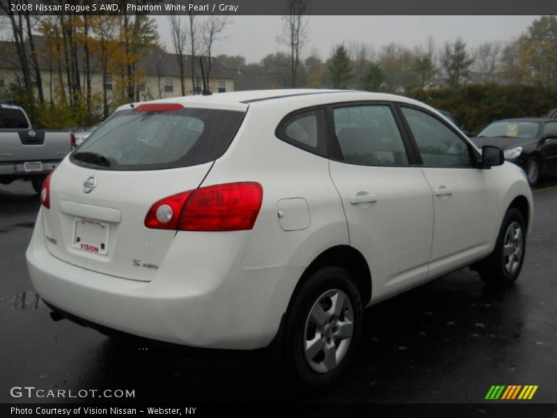 Phantom White Pearl / Gray 2008 Nissan Rogue S AWD