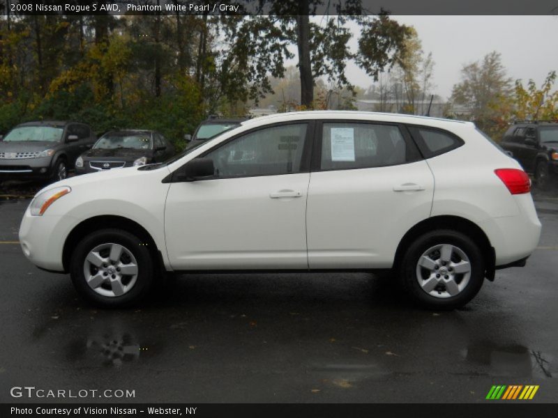 Phantom White Pearl / Gray 2008 Nissan Rogue S AWD