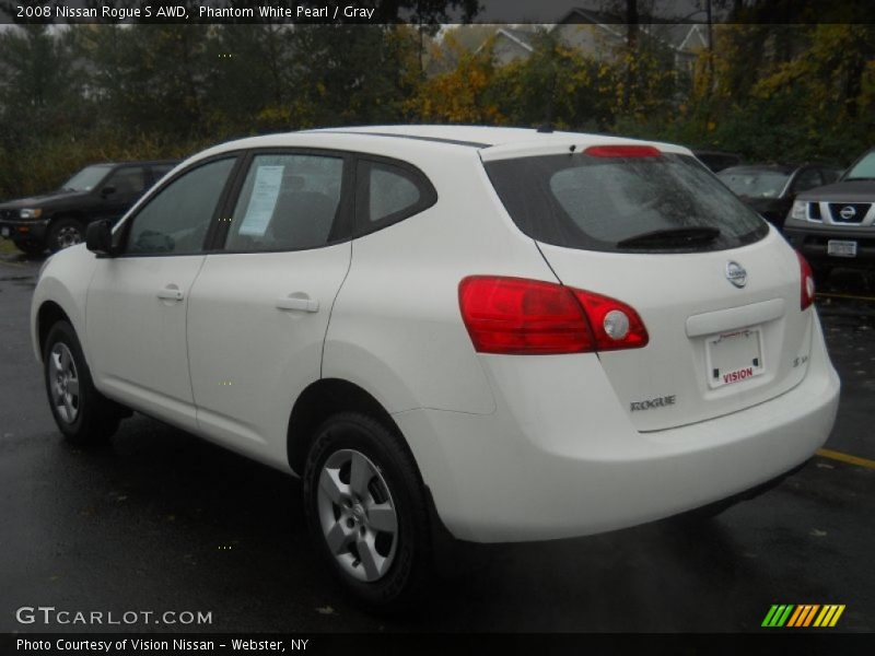 Phantom White Pearl / Gray 2008 Nissan Rogue S AWD