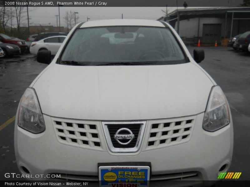 Phantom White Pearl / Gray 2008 Nissan Rogue S AWD
