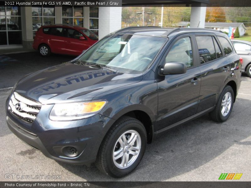 Pacific Blue Pearl / Gray 2012 Hyundai Santa Fe GLS V6 AWD