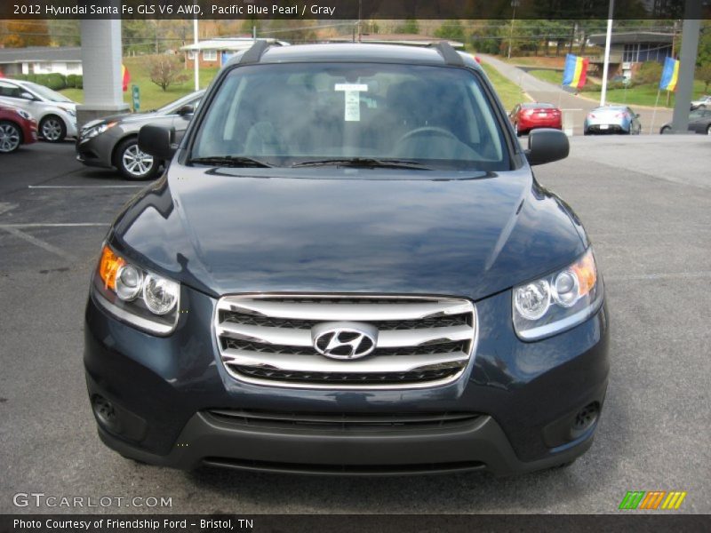 Pacific Blue Pearl / Gray 2012 Hyundai Santa Fe GLS V6 AWD