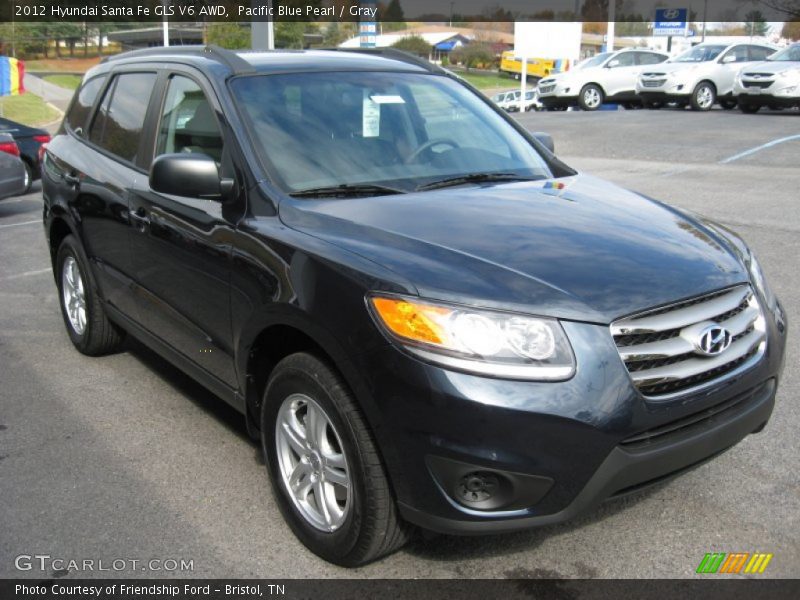 Pacific Blue Pearl / Gray 2012 Hyundai Santa Fe GLS V6 AWD