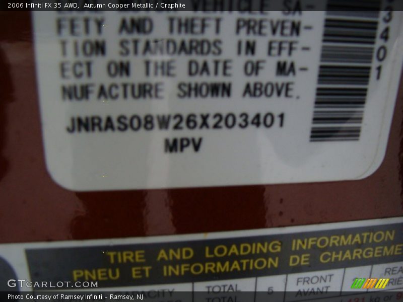 Autumn Copper Metallic / Graphite 2006 Infiniti FX 35 AWD