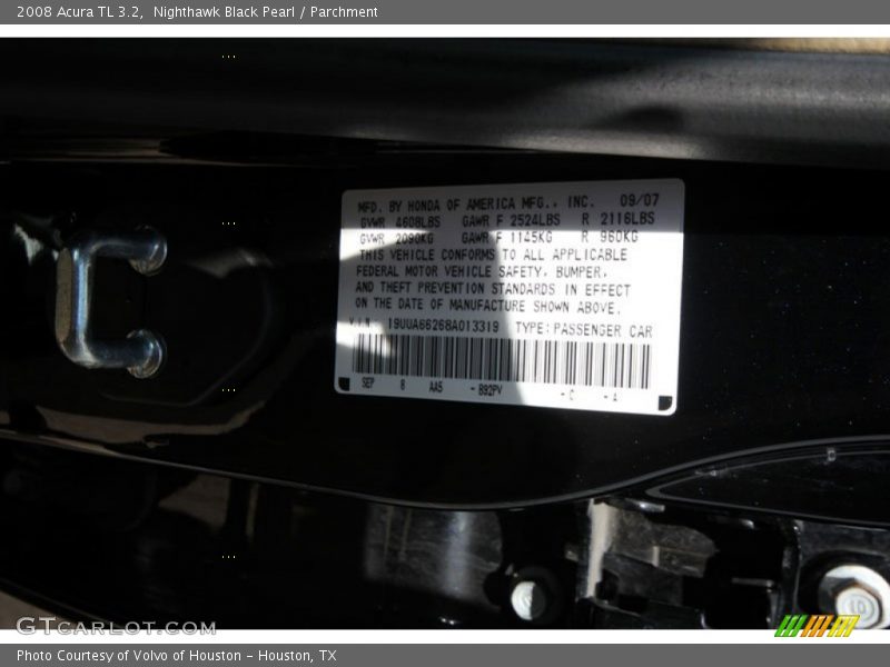 Nighthawk Black Pearl / Parchment 2008 Acura TL 3.2